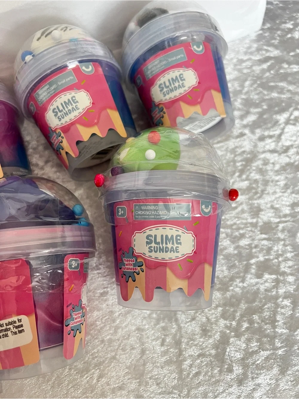 Lot of 7 Slime Sundae Party Favor Topped with Cuteness Squishy Animals Age 3+